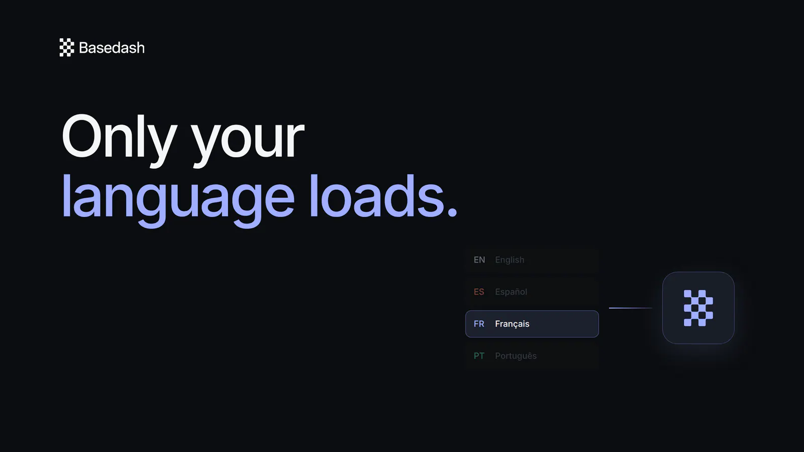 Only the selected Basedash interface language loads.