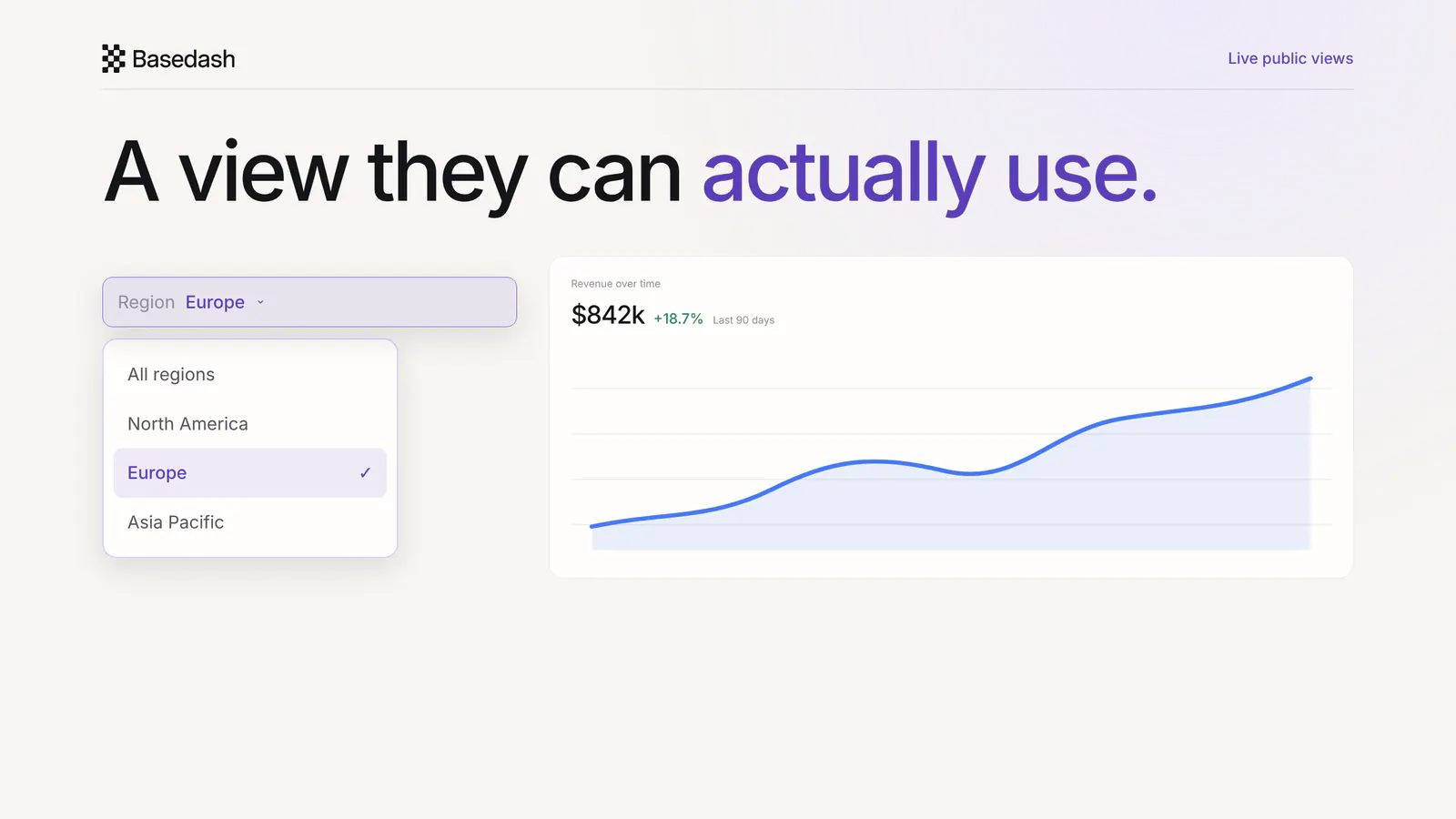 Public viewers can filter and use a live shared view without changing the source.
