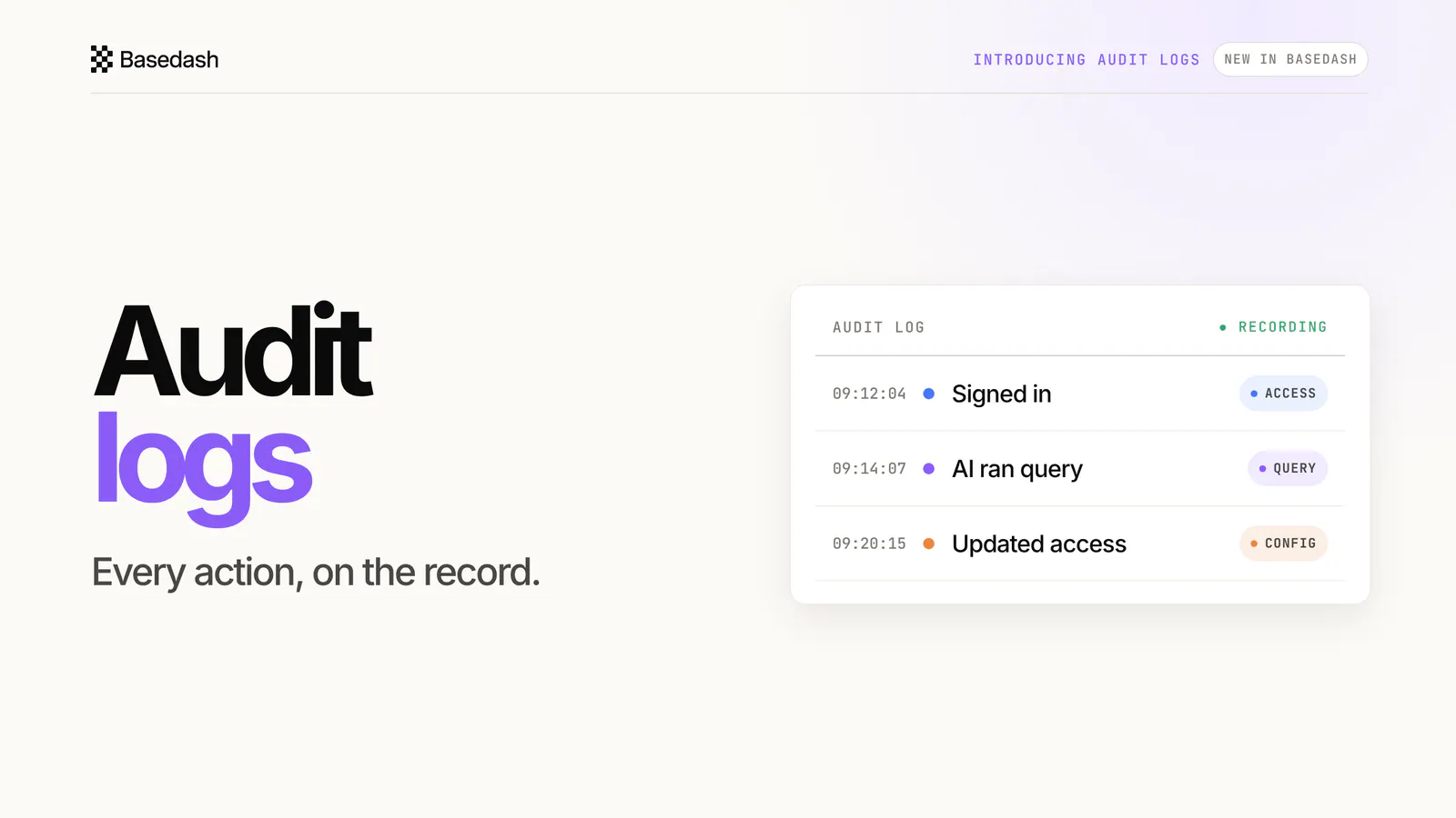 Introducing Basedash audit logs