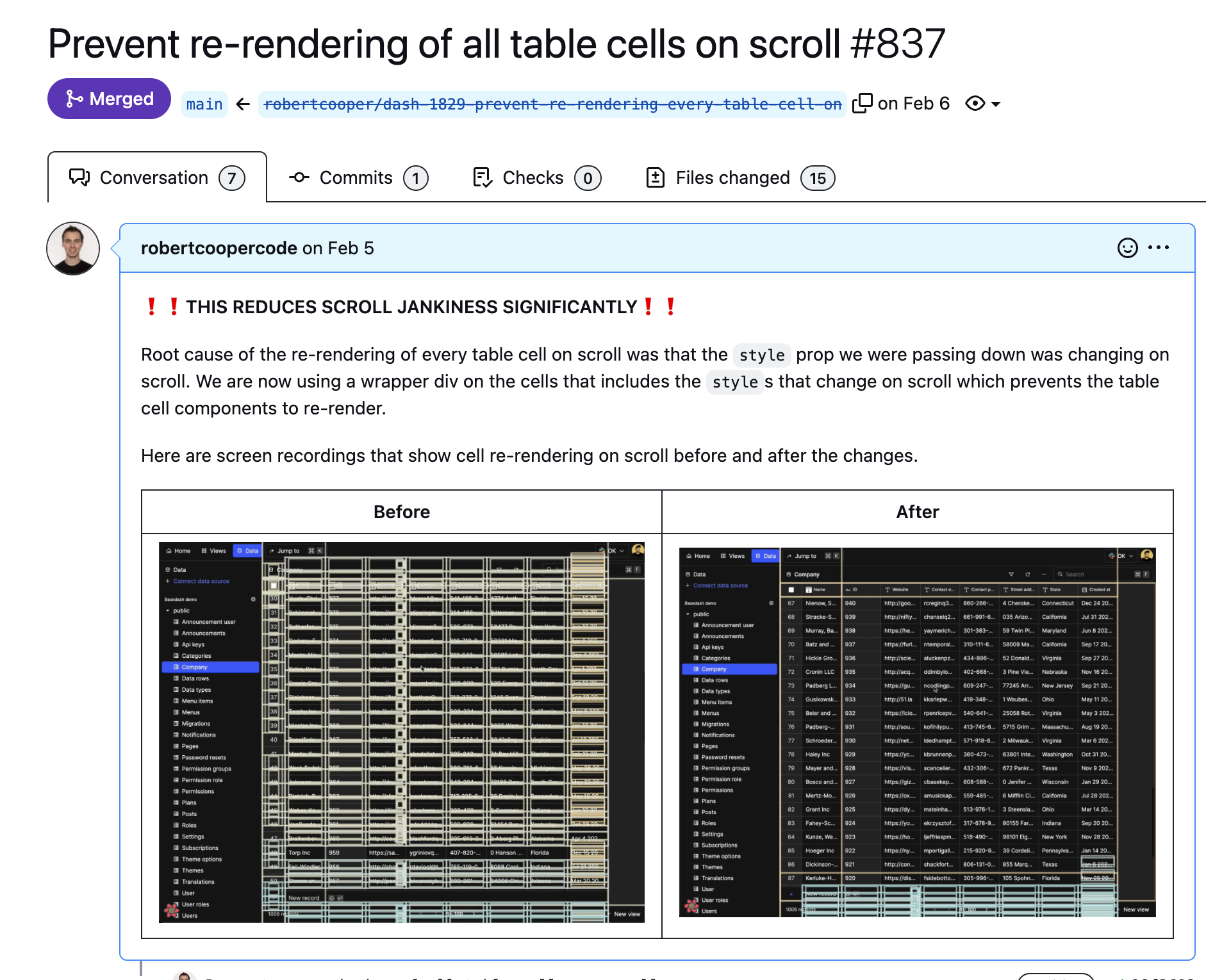 Pull request that resolves the scroll jankiness issue.